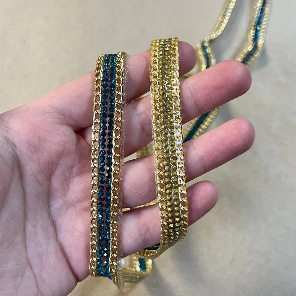 Лента декоративная с цепочкой и стразами 1,2 см