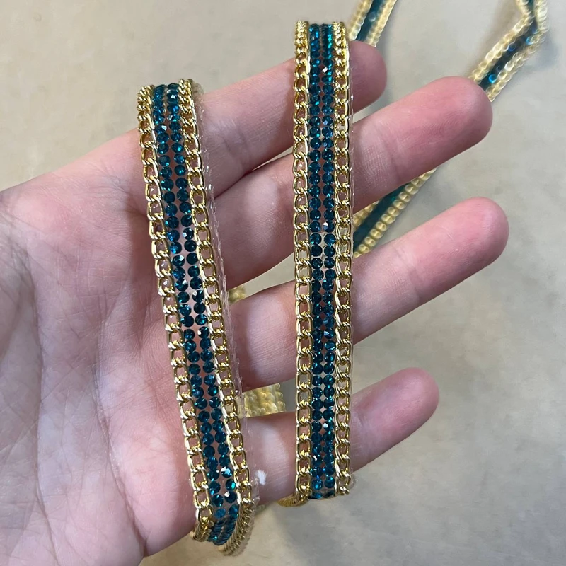 Лента декоративная с цепочкой и стразами 1,2 см