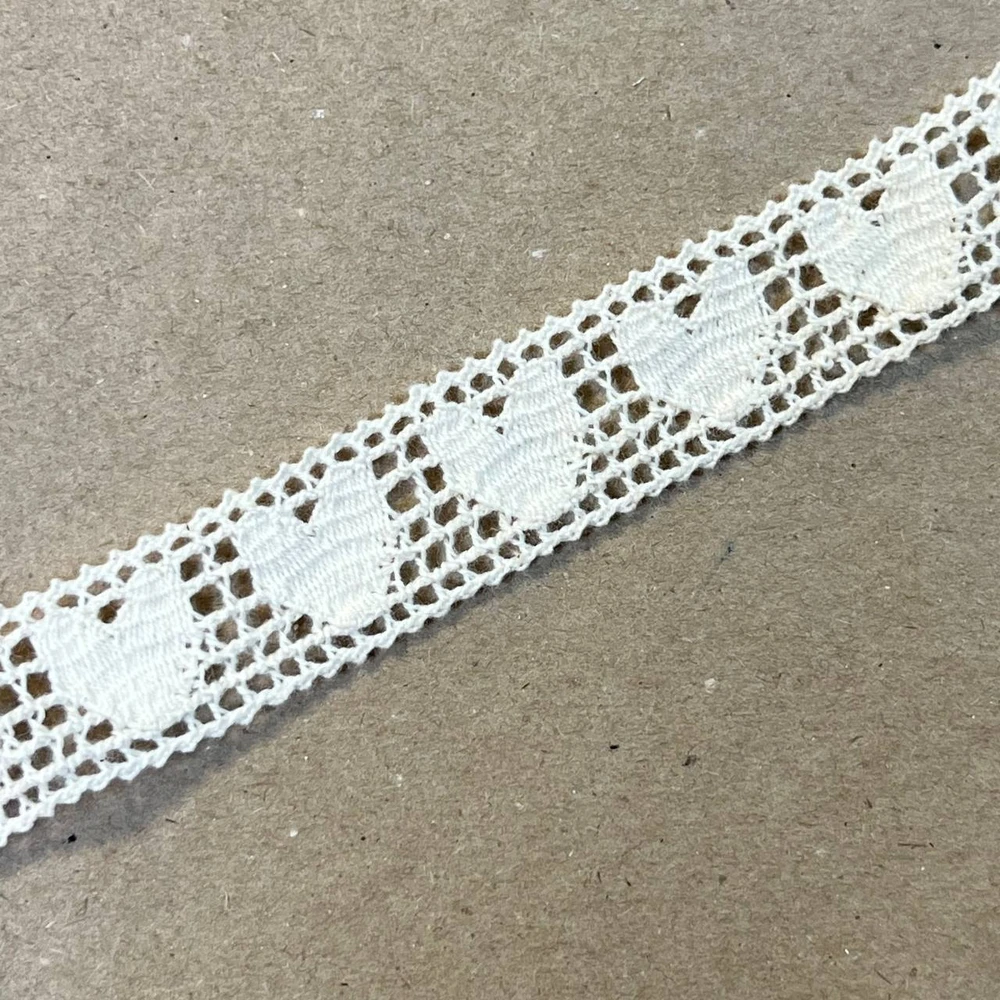 Кружево хлопковое с рисунком «Сердца» 2 см